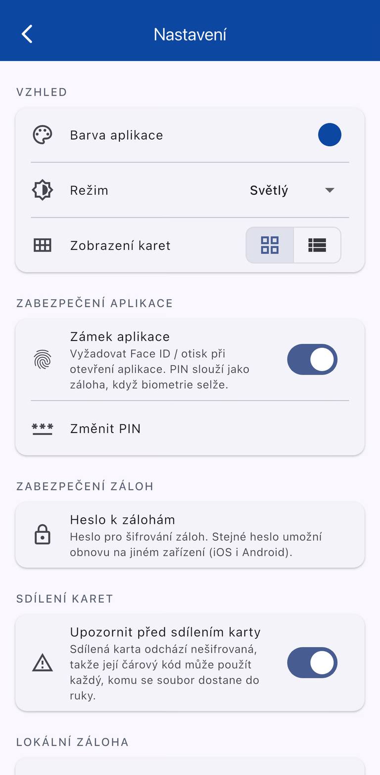 Settings in light mode